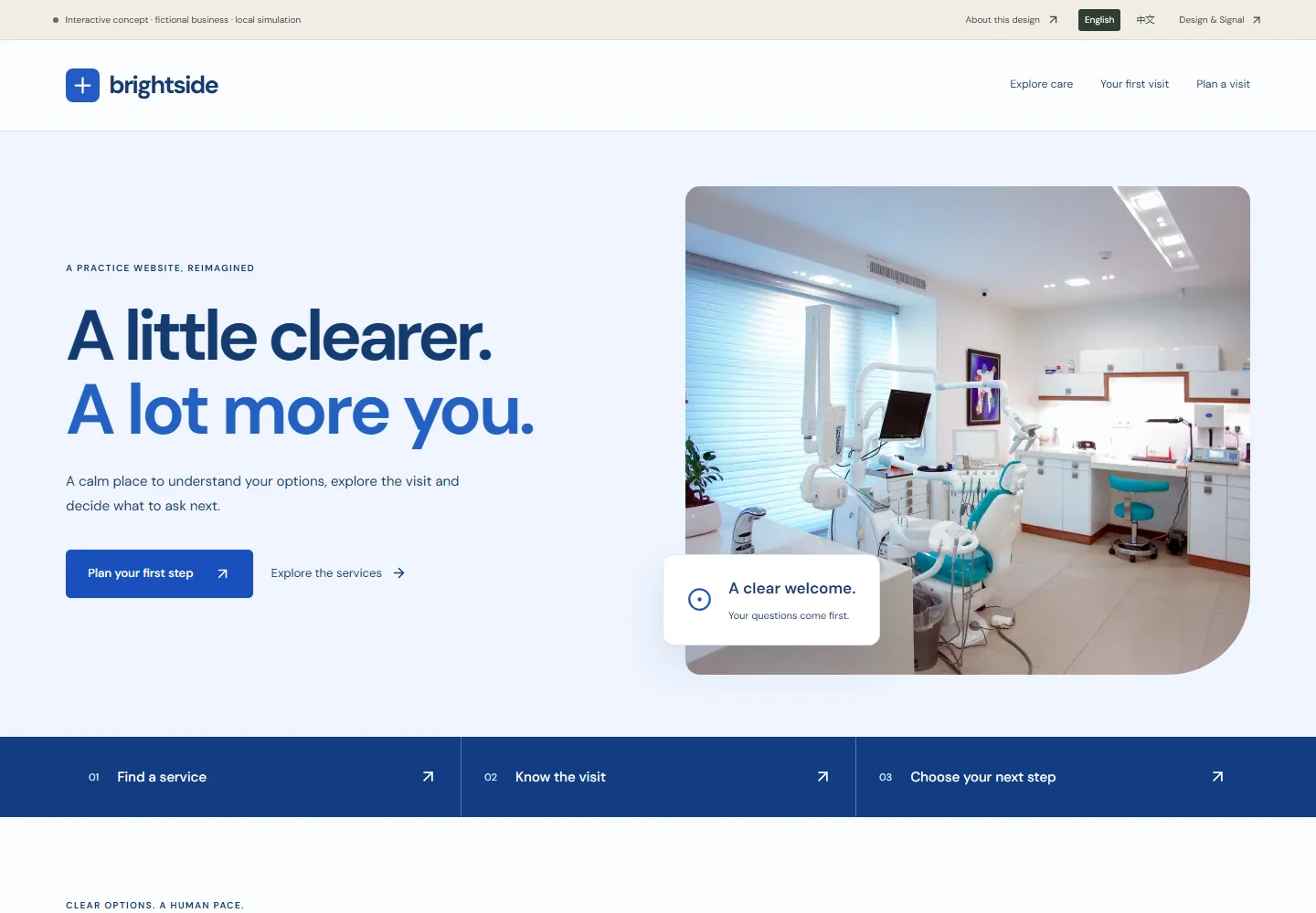 Actual desktop screenshot of this interactive concept website