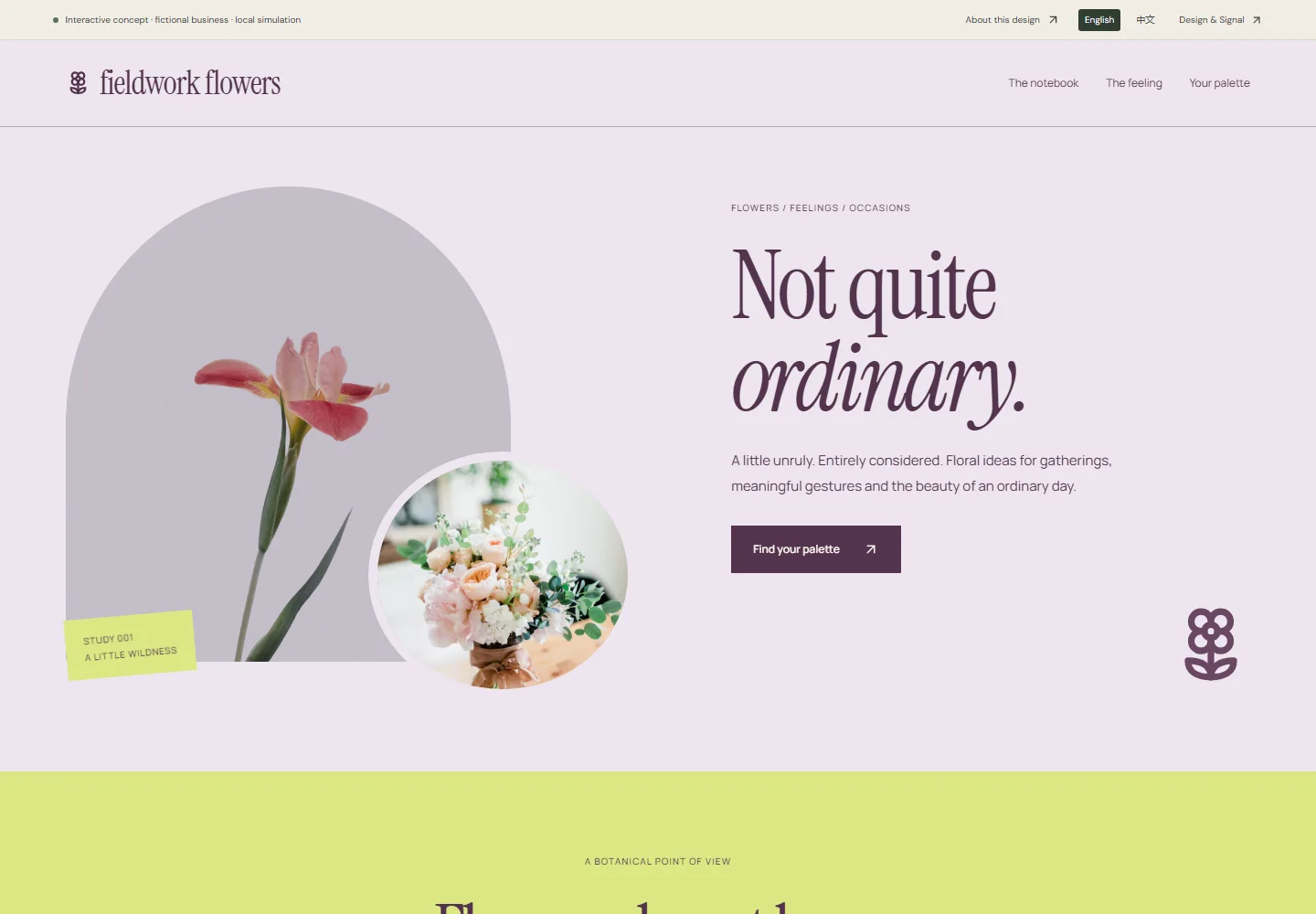 Actual desktop screenshot of this interactive concept website