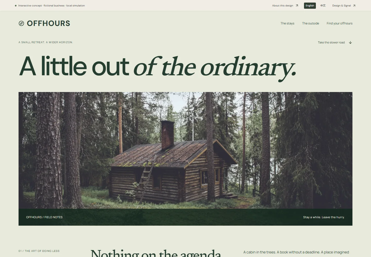 Actual desktop screenshot of this interactive concept website