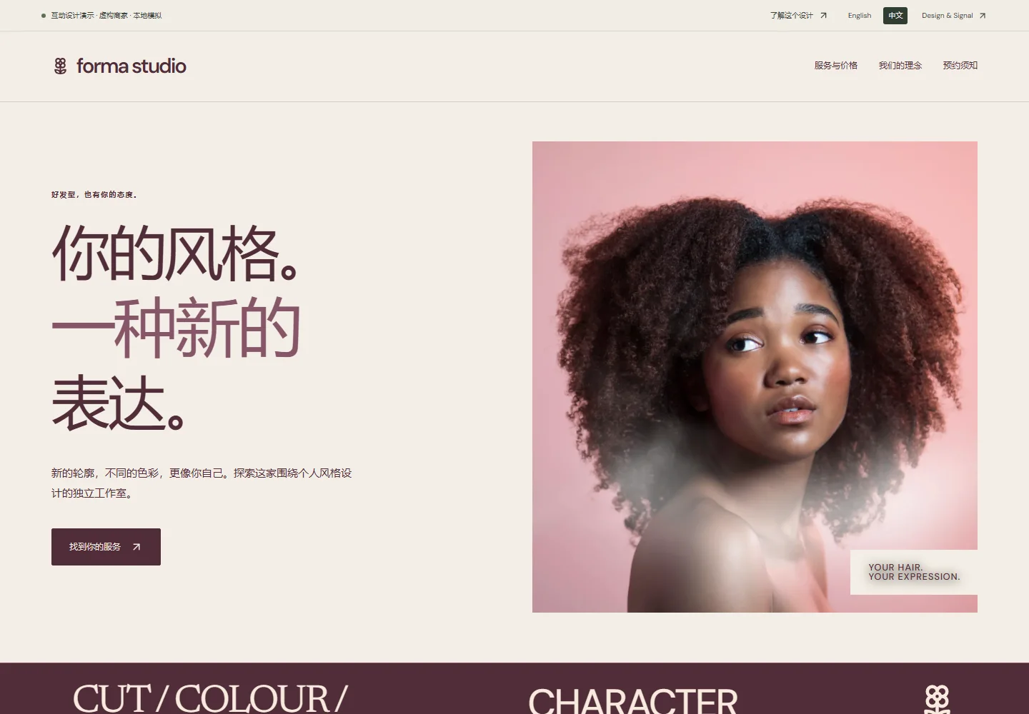 该设计演示网站的实际桌面截图